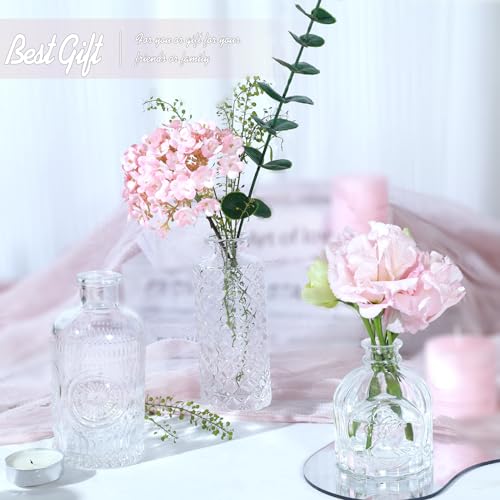 TBWIND Glass Bud Vase Set of 5, Small Clear Flower Vases for Centerpieces in Bulk, Mini Vintage Vase for Wedding Decor, and Home Table Décor - color: 5pcs-clear