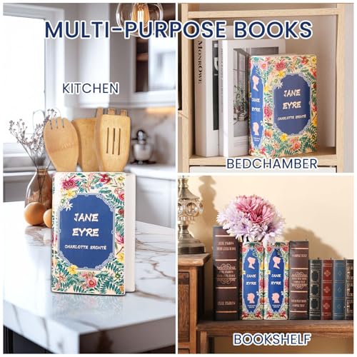 Book-Shaped Vase for Flowers, Ceramic Book Planter Pot, Bookshelf Vase for Flowers, Teacher Appreciation, Cute Bookshelf Decor, Pot Planter Bookends, Art Deco Style Piece, Unique Vases - color: Garden