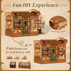 Cutefun Book Nook Kit - DIY Miniature Bread Shop Booknook Kits for Adults and Teens, 3D Wooden Puzzle Bookend Bookshelf with LED Light, Creative Crafts Gifts for Book Lovers (Mrs.Hunt Bakery) - style: Mrs.Hunt Bakery