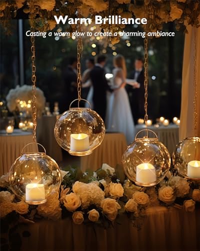 Homemory 72-Pack Novelty Flickering Flameless Tea Lights, 200+Hours Battery Operated, Fake Electric LED Votive Candles for Small Wedding Table Centerpieces, Proposals, Anniversaries - color: Warm White Glow, White Base, size: Pack of 72