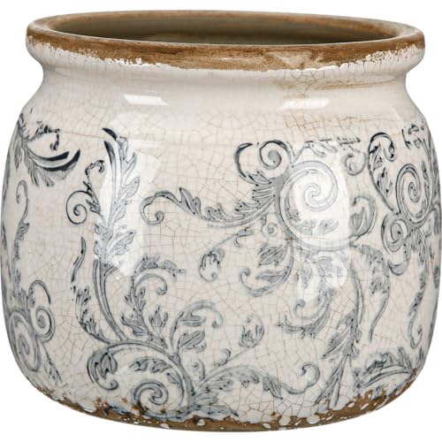 Vintage Planter Large Ceramic Plants Pot Beige Green Acanthus Leaf Ice Crack Cottage Scroll Vase Flower Vase Pot Indoor Plants Home Kitchen Decor Farmhouse Antique Decorative Gifts - color: Beige Green, size: Acanthus Leaf