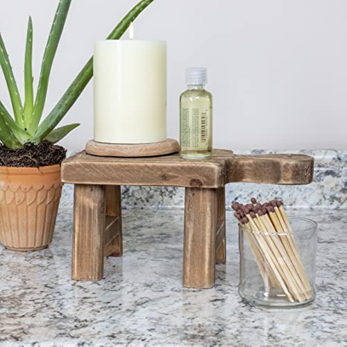 Creative Co-Op Small Wood Pedestal with Handle - color: Natural, size: Square, style: Rectangle
