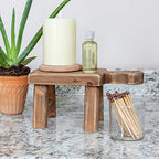 Creative Co-Op Small Wood Pedestal with Handle - color: Natural, size: Square, style: Rectangle