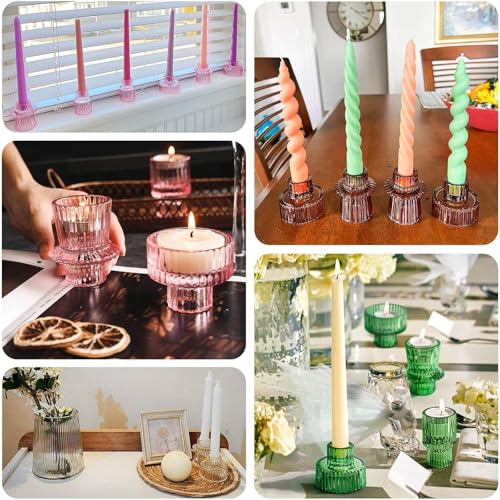 Efavormart Set of 6 | 3" Gold Ribbed Crystal Glass Mini Candle Holders, Taper Votive Tealight Candle Stands - color: Type2