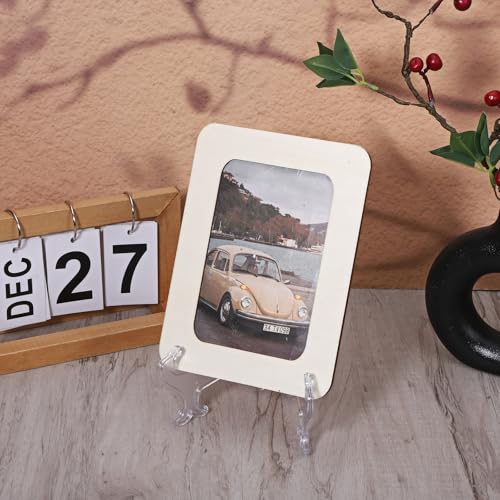 2 pcs 8" Clear Acrylic Display Stand/Plate Stands, Folding Display Plate Holder, Clear Acrylic Easel Stands for Home Office Tables Decoration