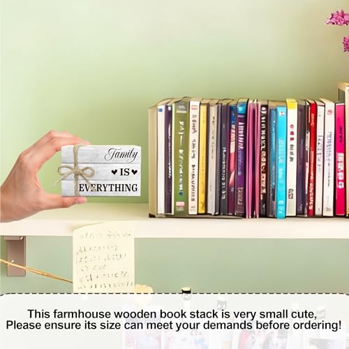 Rustic Wood Book Stack for Home Decor, Farmhouse Stacked Books (L16)