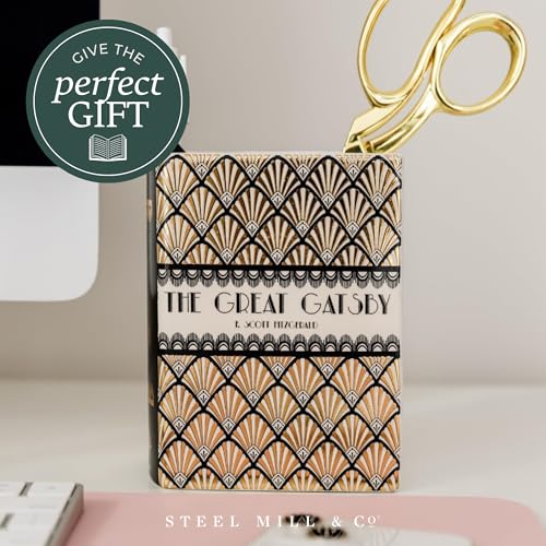 Steel Mill & Co Original Book-Shaped Decorative Vase, Ceramic Vases for Home Decor, Cute Bookshelf Decor, Unique Vase for Book Lovers (Small - Great Gatsby) - color: Great Gatsby