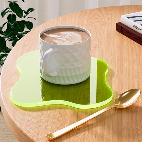 Acrylic Coaster for Desk, Clear Bar Drink Coaster, Clear Cloud Shape Coffee Cup Coaster, Perfect for Tabletop Protection and Accessories Display. - color: Fluorescent Green
