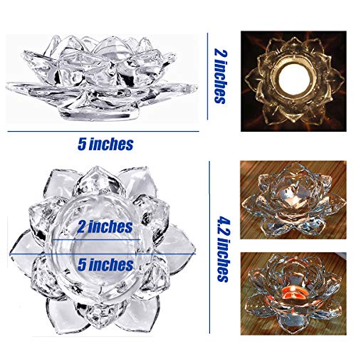 GOLDEAL 4Pcs Lotus Candle Holders, Tealight/Tea Light/Votive Candle Holders Bulk, Clear Glass Candle Holder for Table Centerpiece, Wedding, Party, Home Decor(4 PCS,Clear) - color: Clear