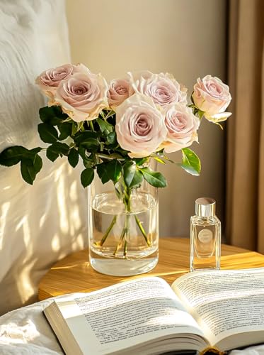 UPBUD 6 Inch Glass Cylinder Vases for Centerpieces | 12Pcs Clear Small Flower Vase for Wedding Decorations, Floating Candle Vases in Bulk, Hurricane Candle Holders for Table, Home Décor - color: 6 Inch