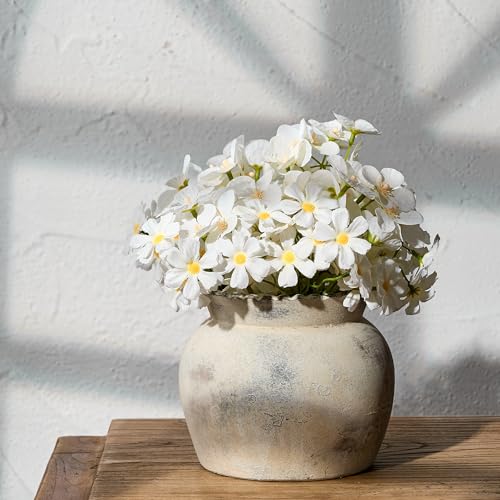 SIDUCAL Ceramic Flower Vase with Wide Mouth Lace, 5.1 Inch Pottery Rustic Farmhouse Boho Vases, Small Terracotta Vase for Home Decor, Table, Living Room, Bathroom, Shelf, Wedding, Terra - color: 18967-terra