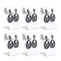 MOOCA 6 Pcs Earring Stand Display, White Faux Leather, 3 1/4 in H, Earring Jewelry Display Stands - color: White Faux Leather, Regular