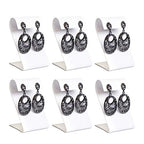 MOOCA 6 Pcs Earring Stand Display, White Faux Leather, 3 1/4 in H, Earring Jewelry Display Stands - color: White Faux Leather, Regular