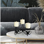Lily’s Home Elegant Scrollwork Fleur De Lis Pillar Candle Holders, Wax & LED Candle Stands, Black, Set of 3. Candles Not Included - color: Fleur De Lis
