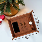 Engraved Leather Valet Tray – Personalized Mens Dresser Organizer Tray with Custom Name – Christmas Gift for Dad, Husband, or Men – Nightstand Organizer - style: Christmas