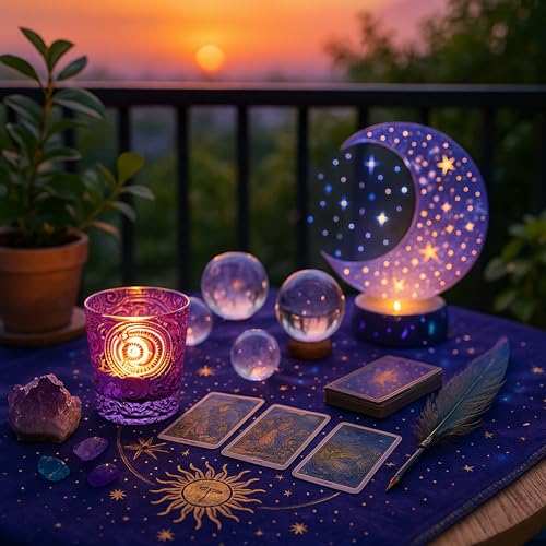 6 Pack Sun Moon Star Embossed Glass Tea Light Candle Holders - Votive Candle Holders for Wedding, Party, Home Decor, and Table Centerpieces (Amethyst Purple) - color: Amethyst Purple