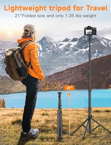 Phone Tripod, 71" Portable Cellphone Tripod Stand with Remote & Phone Holder, Camera Stand for iPhone, Compatible with Camera iPhone/Android Smartphone/Gopro - size: 71 inch