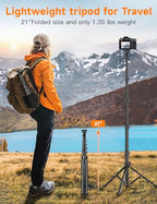 Phone Tripod, 71" Portable Cellphone Tripod Stand with Remote & Phone Holder, Camera Stand for iPhone, Compatible with Camera iPhone/Android Smartphone/Gopro - size: 71 inch