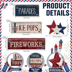 4 Pcs 4th of July Decorations Patriotic Tiered Tray Decor Memorial Day Tabletop Decoration Red White Blue Table Centerpieces Parades Star Decorative Trays for Tiered Tray Home Shelf 250th Anniversary - style: Parades Star