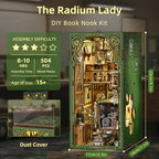 CCCDF Book Nook Kit - 3D Wooden Puzzles for Adults, DIY Scene Miniature Kit, Tiny House Booknook Craft Bookshelf Decor Mini Scale Model, Gifts for Puzzle Lovers (The Radium Lady) - style: The Radium Lady