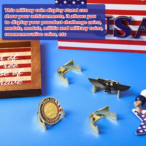 Yaocom 4 Pcs 1.69 Inch Metal Challenge Coin Display Stand Military Coin Holder Medallion Token Holder for Veterans Collectors Fits 2 Inches and up Coins Medals Pocket Watches(Gold) - color: Gold