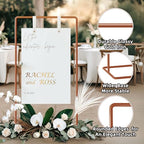 Wedding Sign Holder, Adjustable Welcome to Our Wedding Sign Stand W/Design Bundle & Leather Sign Hanging Straps, Heavy Duty Easel Stand for Sign, Wedding Seating Chart Stand, Easel for Display - color: Copper