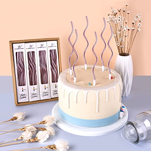 PHD CAKE 24-Count Rose Gold Spiral Long Thin Metallic Birthday Candles, Cake Candles, Birthday Parties, Wedding Decorations, Party Candles - color: Rose Gold