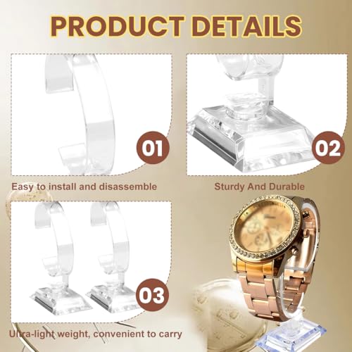 2 PCS Clear Watch Display Stand Wrist Jewelry Bracelet Display Stands Rack Shop Showcase Holder Stretchie Bangle Bracelet Display Stand