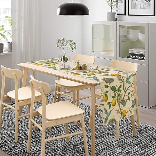 Table Runner with Flowers and Birds, Spring Plant Flowers Table Decoration Linen Table Runner Family Party Party Decorations 13x36 Inches - color: Flowers Birds-9, size: W13x36L