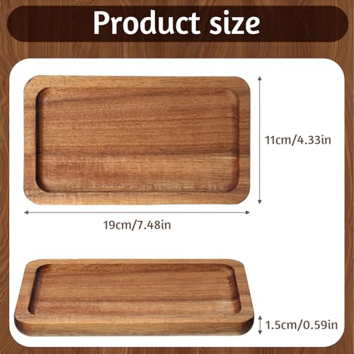 Wooden Tray 7.5 x 4.3 Small Serving Trays Mini Dark Wood Trays Rectangle Wood Tray for Tea Coffee Snack Food Kitchen Bathroom Home Decor