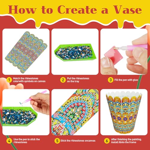ILYUFO Diamond Art Kits for Adults, DIY Flowerpot Diamond Art, Diamond Painting Kit, Ideal Desktop Ornaments & Thoughtful Female Gifts (Wealth) - color: wealth
