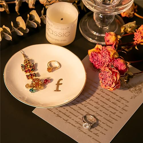 Ceramic Ring Holder for Jewelry, Jewelry Tray, Ring Dish, Aesthetic Room Decor, Engagement Gifts Bride Gifts Wedding Gifts for Women, White, 4.75"(F) - color: F