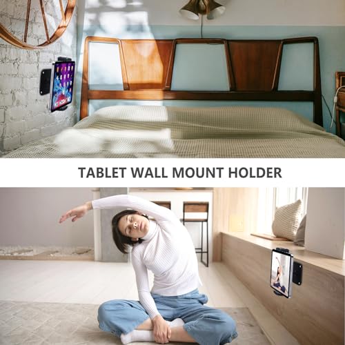 Tablet Wall Mount, Aluminum iPad Wall Mount Holder, 360° Rotation Adjustable Wall Holder Compatible with iPad Pro, Mini, Galaxy Tab, Surface Pro, Kindle, All 4.7-13" Tablets and Phones - size: Short
