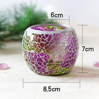 Ochine Glass Votive Candle Holder for Tealight, Romantic Stained Mosaic Tealight Candle Holders, Handmade Cracked Aromatherapy Candle Lamp - color: D