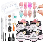 Beetles Solid Builder Gel for Nails,4 Colors Clear Pink White 3D Sculpting Gel Non-Sticky Hand Carving Nail Glue for 3D Nail Art with 3D Mold Chrome Powder Tools Salon DIY at Home,UV&LED Needed - color: Beetles Bubblegum Glow 3D Nail Art Gel Kit