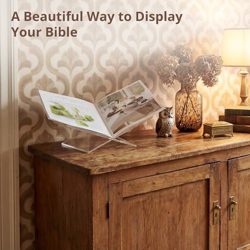 Acrylic Desktop Book Stand, Clear Angled Book Holder Display for Cookbooks, Magazines & Art Books, 12×7×5 in Slim Transparent Reading Stand for Desk & Coffee Table - size: 6mm Thick-12*7*5in