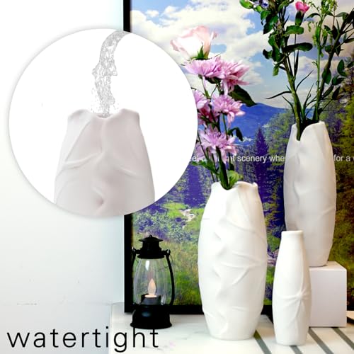 8.26 * 2.36inch Vase for Flowers,White Ceramic Vase for Home Decor,Minimalist Vase for Pampas Grass,Boho Flower Vasefor Kitchen,Dedroom Decor,Office,Living Room,Nordic Style,Decorative Gift.