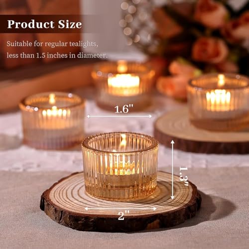 HAVITI 24 Pack Tealight Gold Candle Holders, Votive Tea Light Candle Holder Glass for Gold Centerpieces Fall Wedding Table Decor, Party Supplies, Home Decor - color: Gold, size: 1.3" x 2"