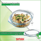 Glass Casserole Dish, Clear Glass Round Casserole Dish with Lid and Handles, 1 Quart Covered Bowl for Cooking, Baking, Serving, Microwave, Dishwasher, and Oven Safe Cookware