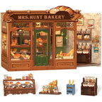 Cutefun Book Nook Kit - DIY Miniature Bread Shop Booknook Kits for Adults and Teens, 3D Wooden Puzzle Bookend Bookshelf with LED Light, Creative Crafts Gifts for Book Lovers (Mrs.Hunt Bakery) - style: Mrs.Hunt Bakery