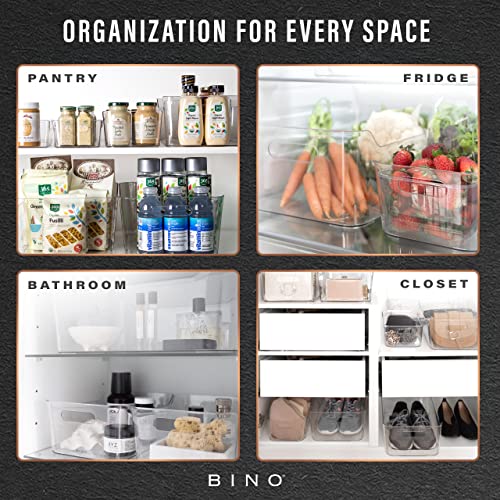 BINO | Plastic Storage Bins, Small - 2 Pack, Clear | THE SOHO COLLECTION | Pantry Organizers and Storage Containers Fridge Organizer Bins Kitchen Cabinet Organizer Medicine Cabinet Bin - color: Clear, size: Small