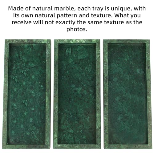 Marble Bathroom Vanity Tray,Luxury Natural Stone Small Decorative Tray,Soap Dispenser Dresser Top Perfume Home Kitchen Toilet Tank Sink Tray for Soap Bottles, Key Trinket Ring Tray(Green) - color: Blackish Green, size: 12" x 5" x 1.2"