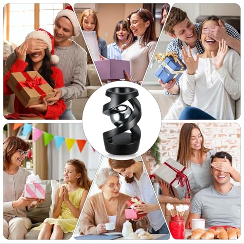 Kinetic Optical Illusion Toys, Kinetic Desktop Fidget Spinner Toys, Cool Gadget Desk Toy Fidget Toys Gift for Various Holidays, Kinetic Spinner Ball Relieve Stress Anxiety for Kids and Adults (Black)