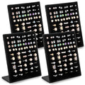 Hiceeden 4 Pack Velvet Ring Display Stand, 50 Slots Rings Organizer Jewelry Display Tray, L-Shaped Ring Holder Display for Selling Earrings Rings, Black