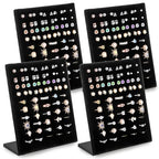 Hiceeden 4 Pack Velvet Ring Display Stand, 50 Slots Rings Organizer Jewelry Display Tray, L-Shaped Ring Holder Display for Selling Earrings Rings, Black