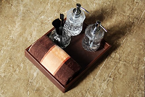HofferRuffer Decorative Vanity Tray, Desktop Storage Organizer, Catchall Tray, Valet Tray, Nightstand or Dresser Organizer, PU Faux Leather Bathroom Tray, Brown, 10.2 x 8.4 x 1.8 inches - color: Brown, size: 10.2" x 8.4" x 1.8"