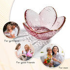 Purple Flower Jewelry Trinket Dish, Glass Ring Holder Tray, Small Trinket Bowl Gifts for Women - color: golden-edged purple