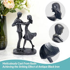 Couple Dancing Resin Figurine, 7.7" H, Romantic Gifts for Him & Her, Faux Black Wrought Iron Finish, Engagement Anniversary Wedding Keepsake Home Decor - style: Dance