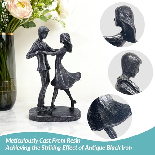 Couple Dancing Resin Figurine, 7.7" H, Romantic Gifts for Him & Her, Faux Black Wrought Iron Finish, Engagement Anniversary Wedding Keepsake Home Decor - style: Dance