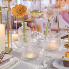 DARJEN Clear Ribbed Tealight Votive Candle Holders Set of 10- Tea Light Candle Holder Glass for Table Centerpiece, Engagement Parties, Birthday Parties & Wedding Shower (Pack of 2) - color: Clear, size: 10Pcs (Pack of 2)